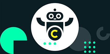 Ein stilisierter Roboter winkt fr&ouml;hlich. Sein Bauch besteht aus einem Kreis mit einem 'c' wie comdirect.